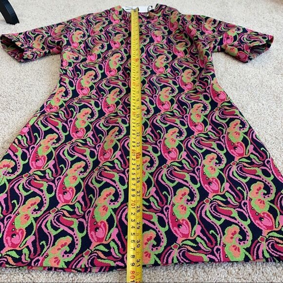 Zara pink printed multicoloured high collar short sleeve mini dress size S NWT - Picture 8 of 10